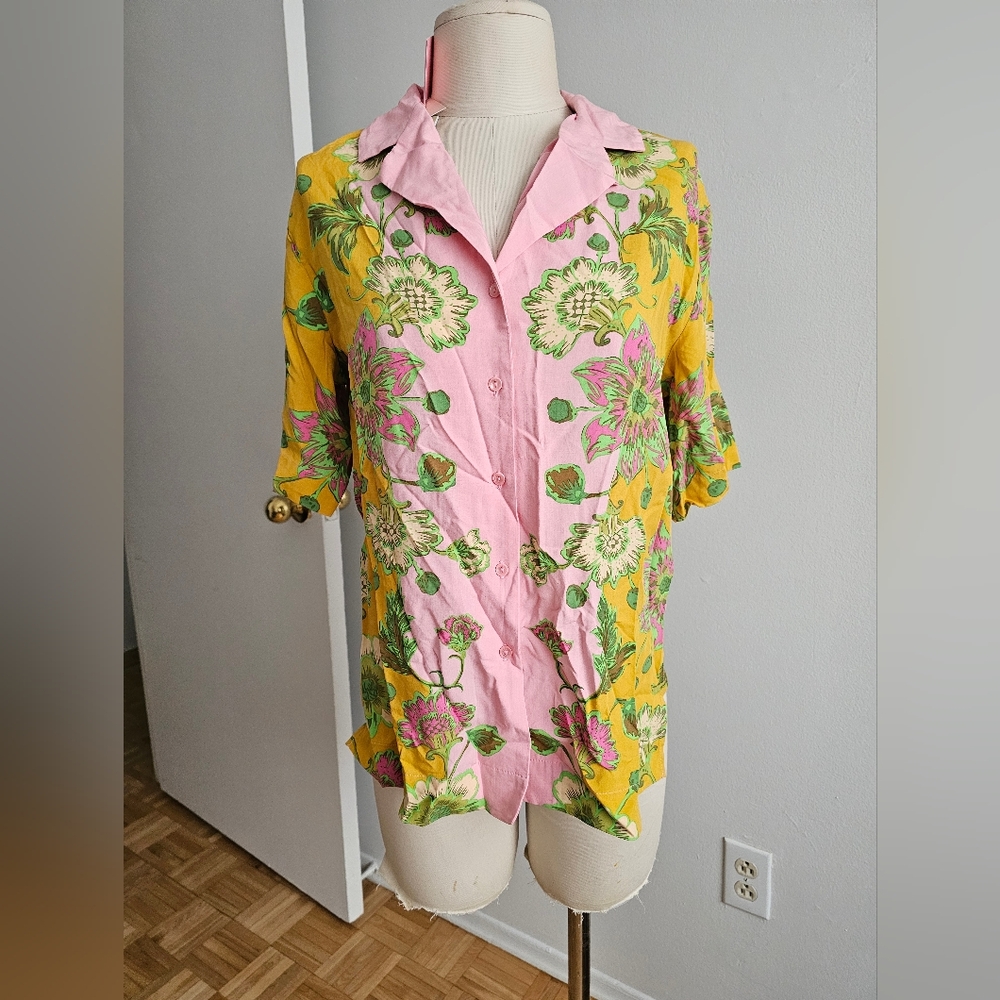 Rachel Zoe Pink and Yellow Floral Blouse